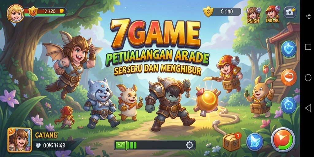 Tampilan seru dari gameplay arcade 7GAME yang menegangkan.