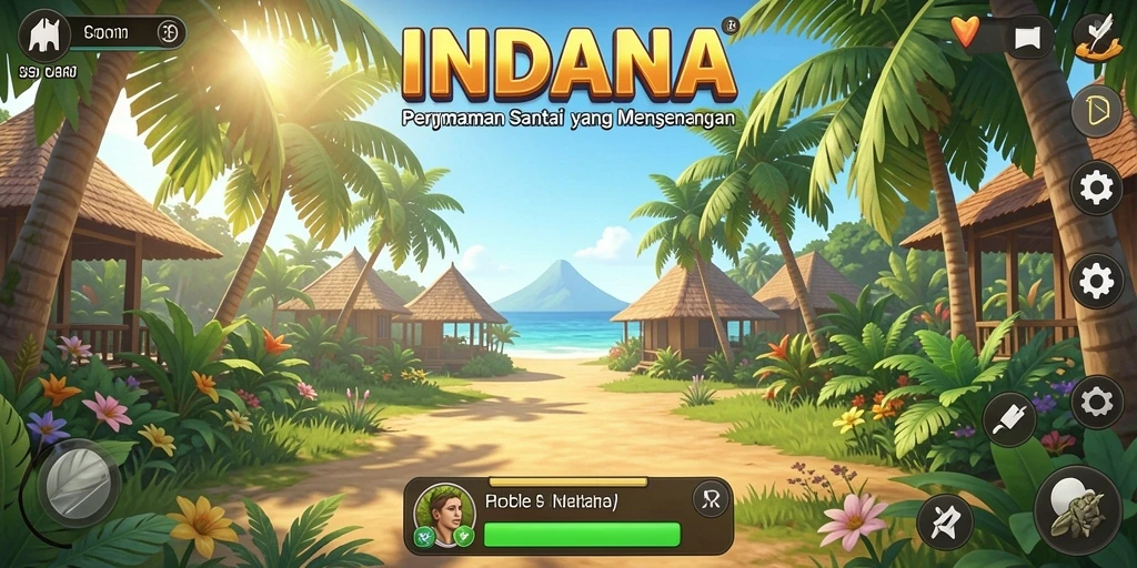 Tampilan gameplay INDAAA yang cerah dan menarik.