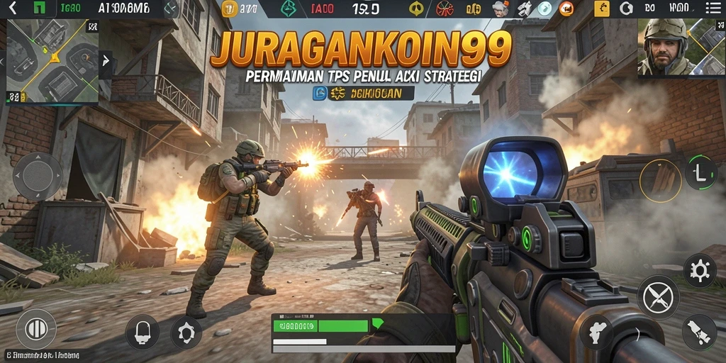 Tampilan gameplay JURAGANKOIN99 dengan aksi tembak-menembak yang menegangkan.