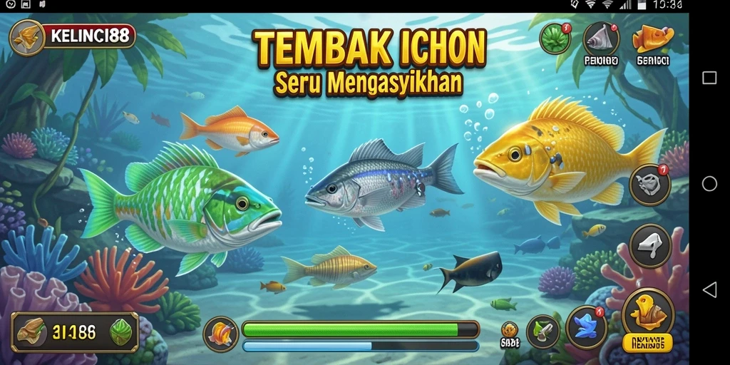 Tampilan gameplay KELINCI88 dengan aksi menembak ikan yang seru.