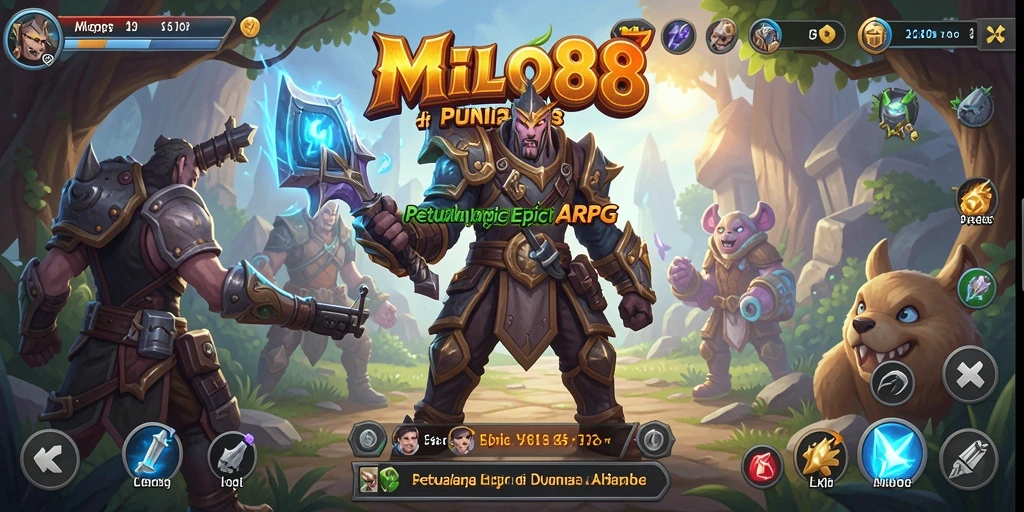 Screenshot gameplay ARPG yang menampilkan pertempuran epik.